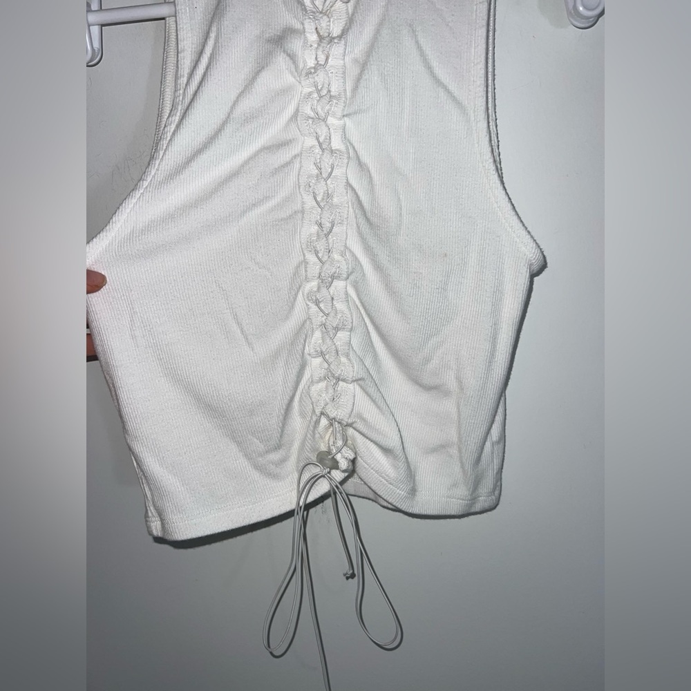 Joah Brown Lace Up Crop Tank small medium - Picture 8 of 14